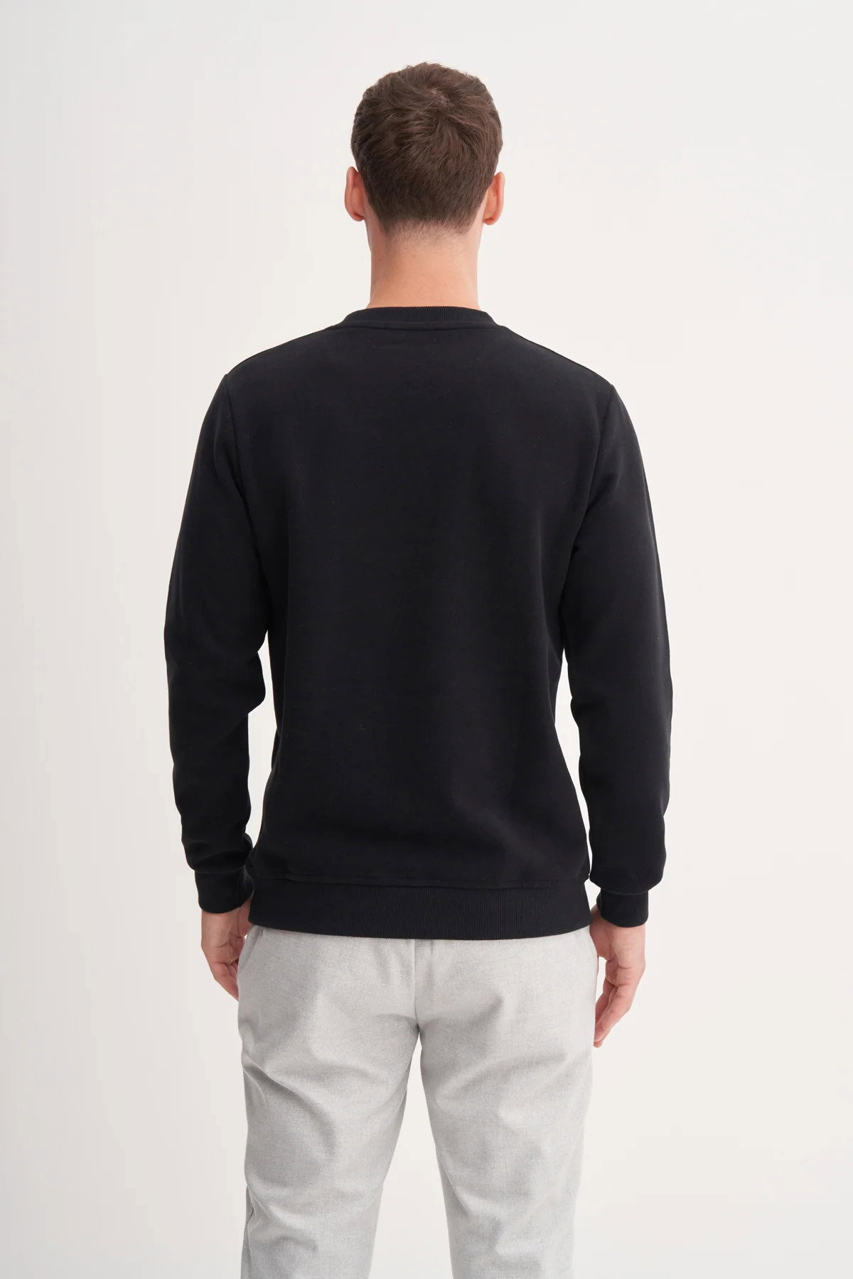 Cazador Erkek Bisiklet Yaka Selanik Örgü Slim Fit Sweatshirt Siyah - 3