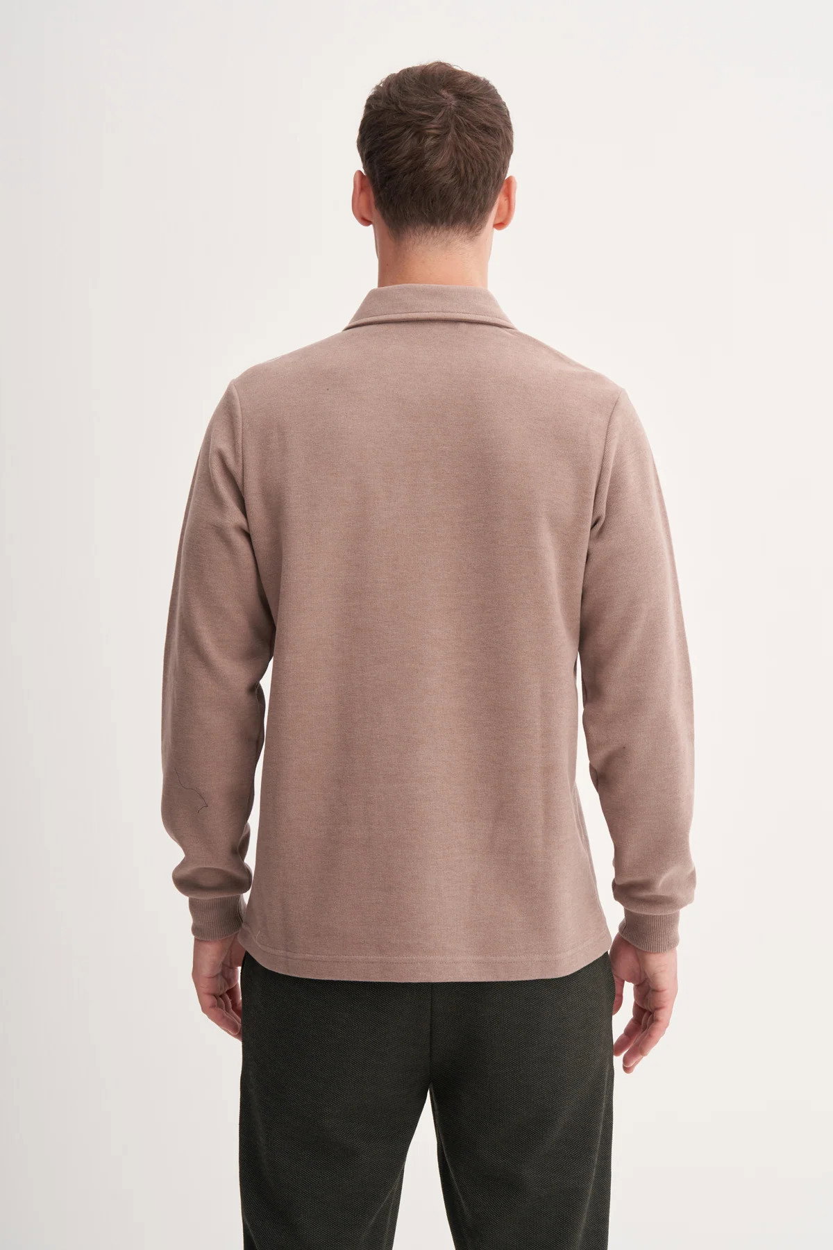 Cazador Erkek Polo Yaka Selanik Örgü Slim Fit Sweatshirt Camel - 3