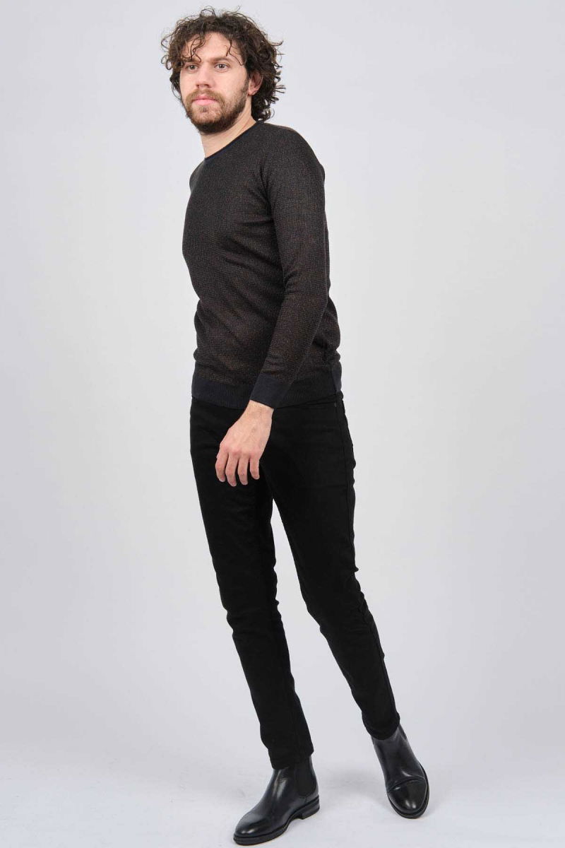 Çizgi Triko Erkek Bisiklet Yaka Slim Fit Desenli Kazak 42554255 Lacivert - 2