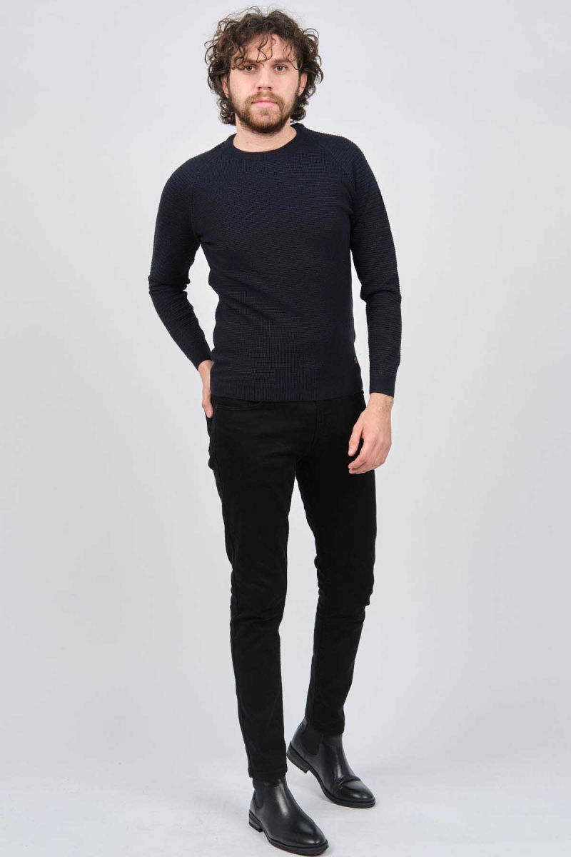 Çizgi Triko Erkek Bisiklet Yaka Slim Fit Kazak 42554259 Lacivert - 6
