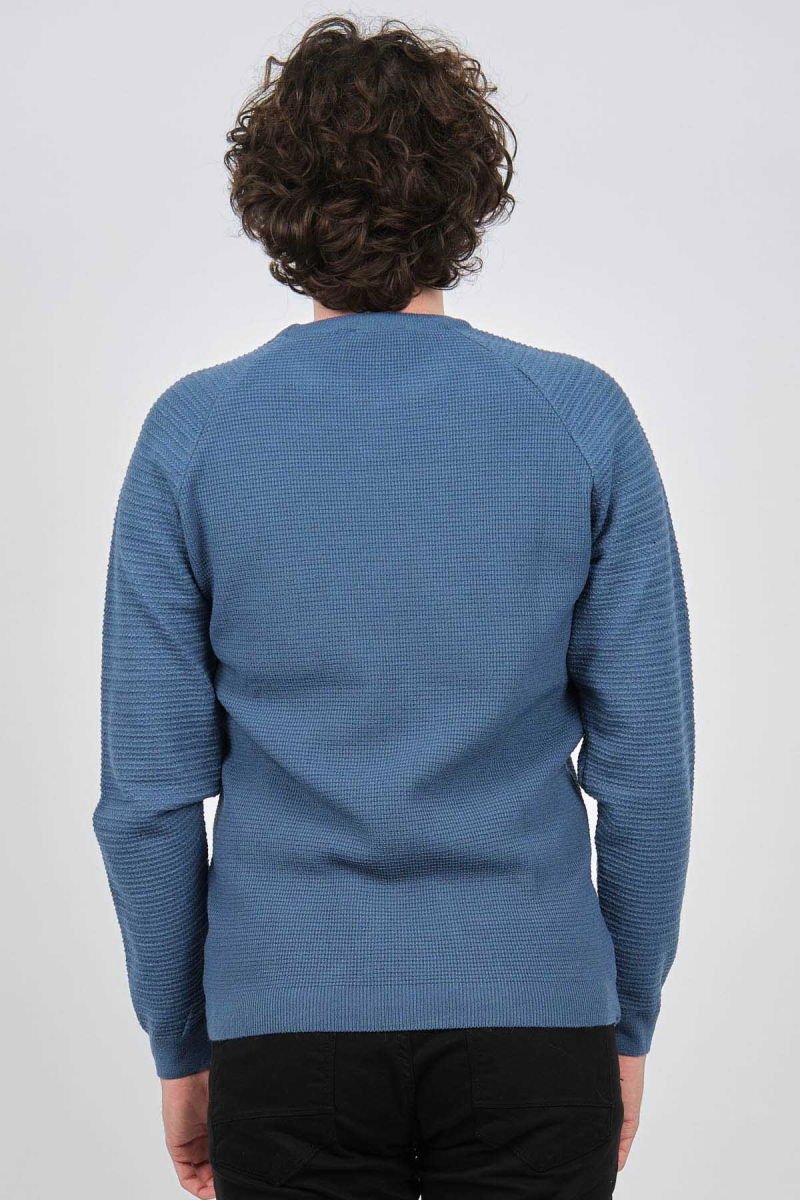 Çizgi Triko Erkek Bisiklet Yaka Slim Fit Kazak 42554259 Mavi - 5