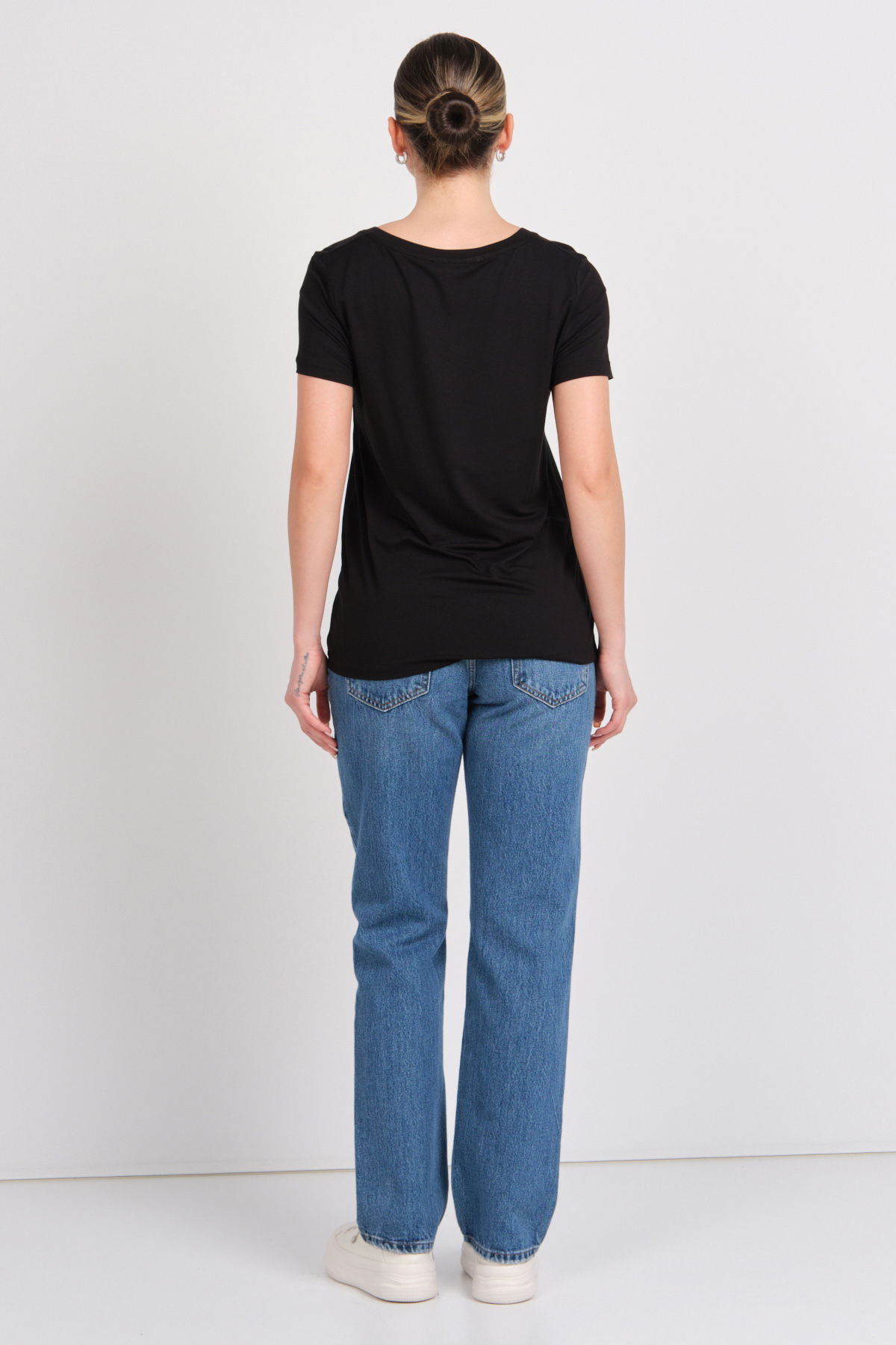 Daido Kadın Basic V Yaka T-Shirt 5980 Siyah - 4