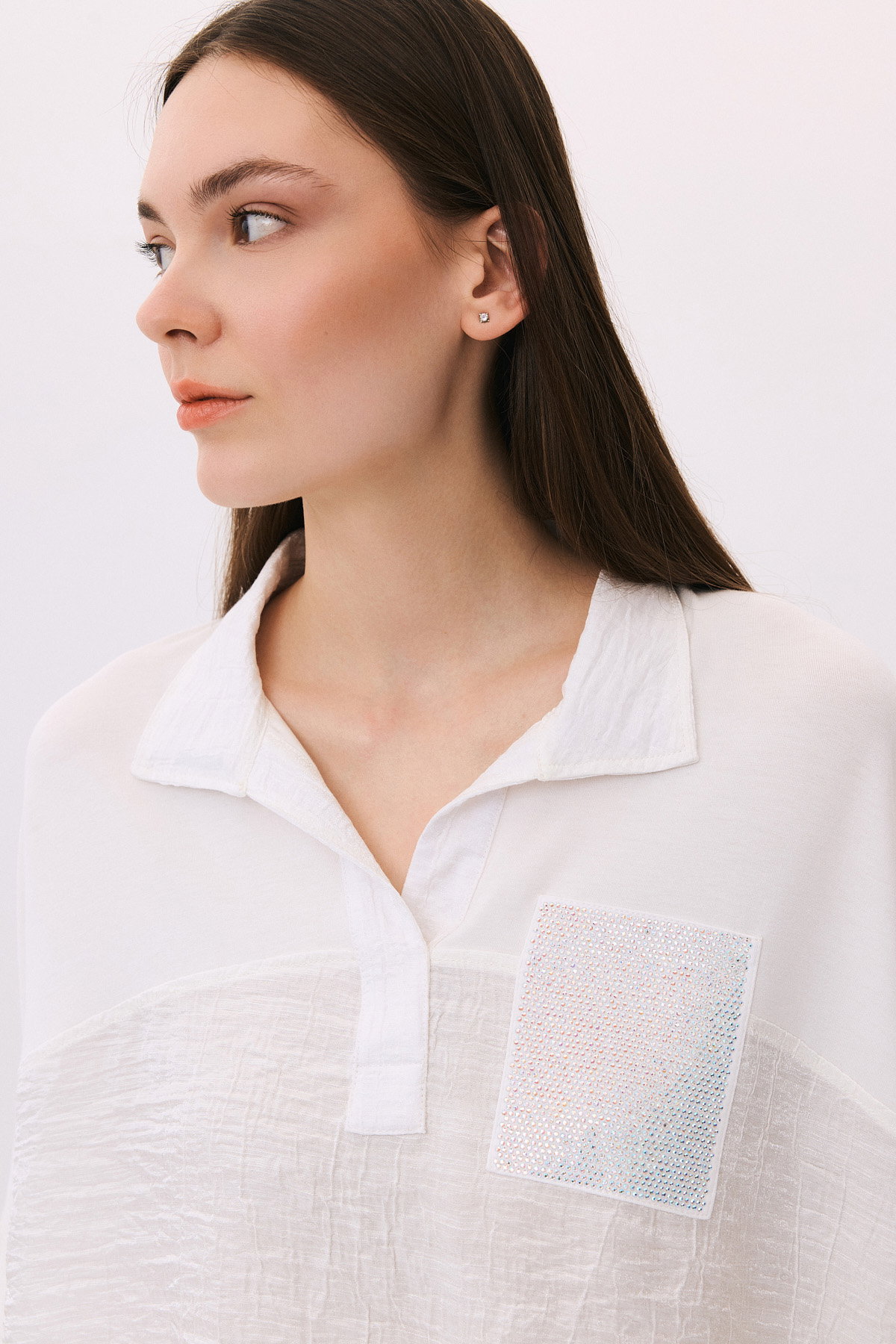 Daido Kadın Düşük Kollu Polo Yaka Penye Bluz 6233 Ekru - 3