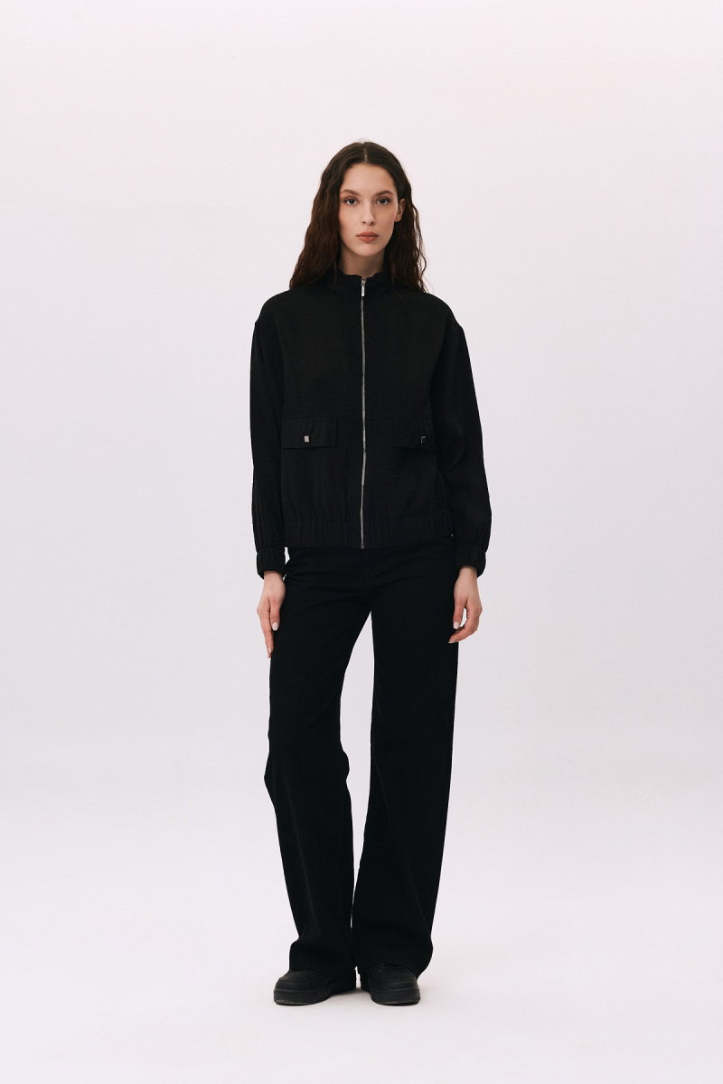 Daido Kadın Fermuarlı Beli ve Kolları Lastikli Ceket 7910 Siyah - 2