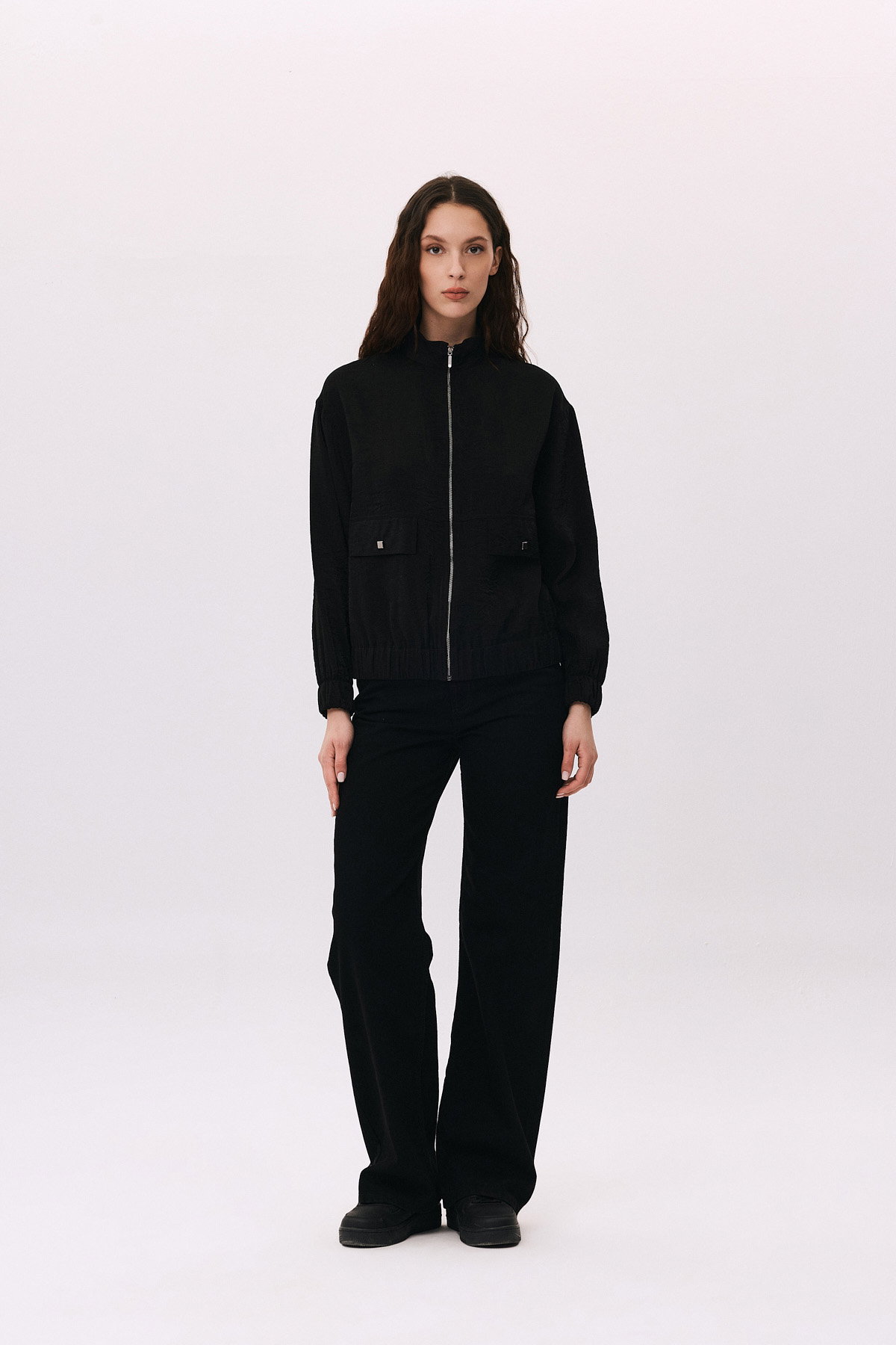 Daido Kadın Fermuarlı Beli ve Kolları Lastikli Ceket 7910 Siyah - 2