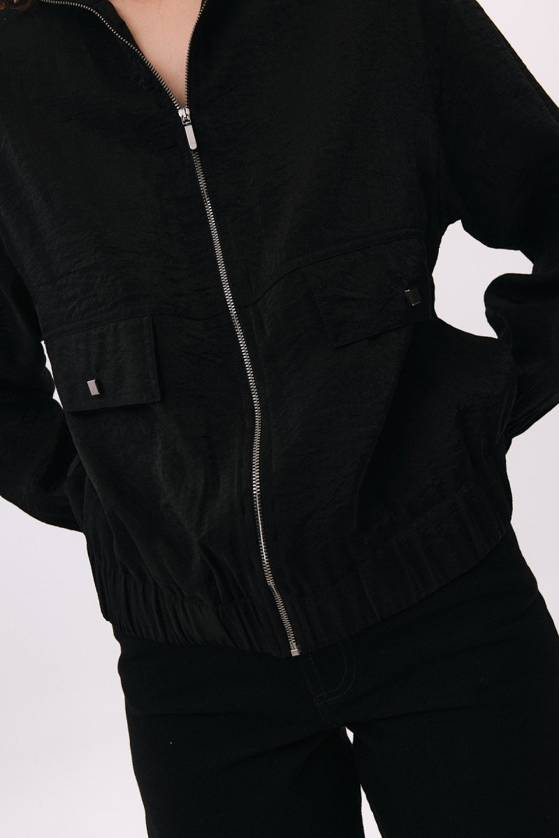 Daido Kadın Fermuarlı Beli ve Kolları Lastikli Ceket 7910 Siyah - 3