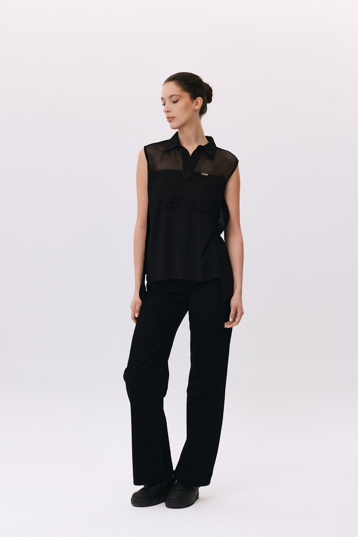 Daido Kadın File Detaylı Kolsuz Bluz 4813 Siyah - 2