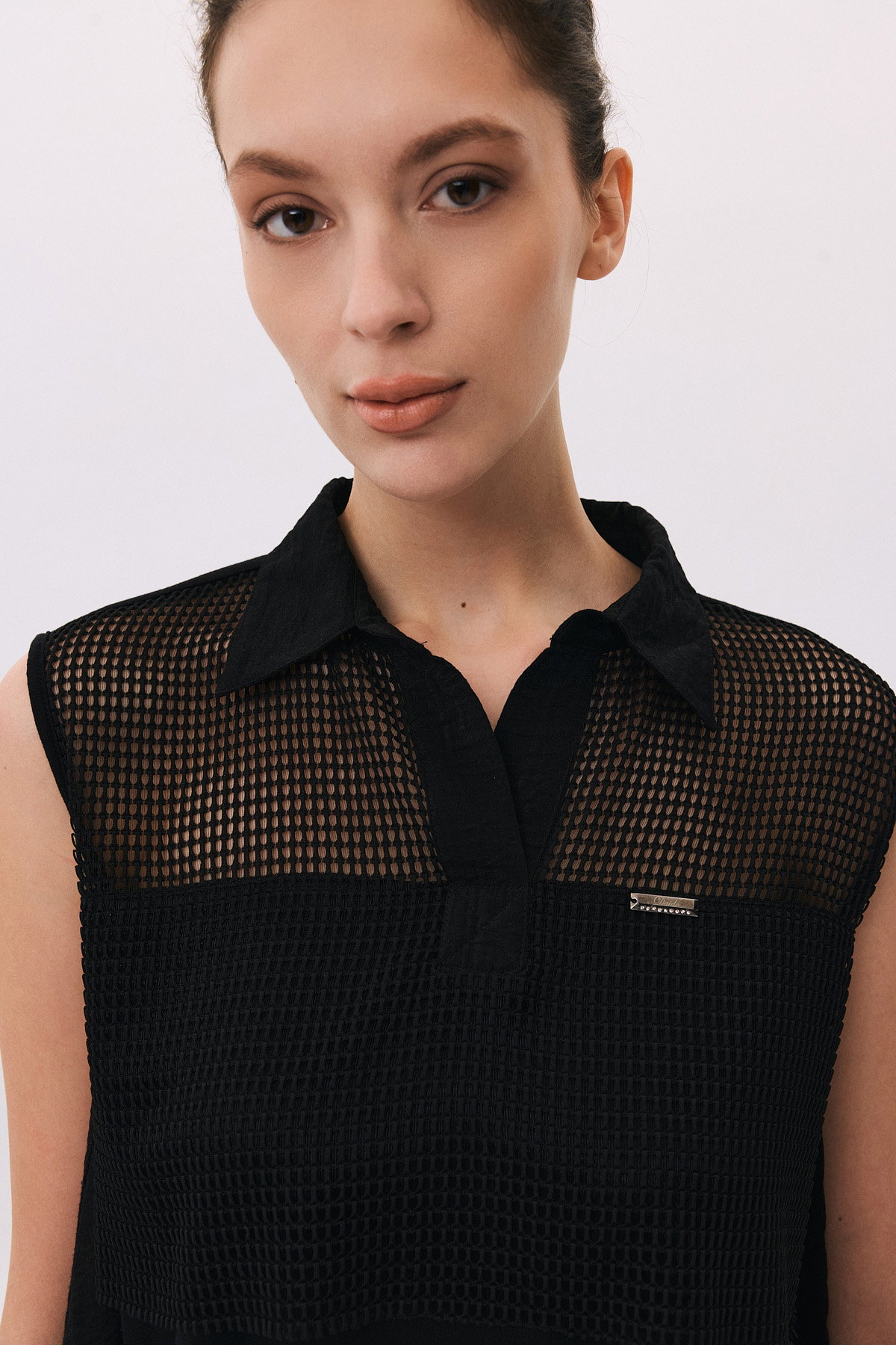 Daido Kadın File Detaylı Kolsuz Bluz 4813 Siyah - 3