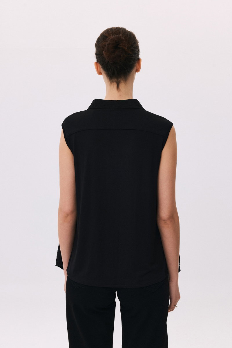 Daido Kadın File Detaylı Kolsuz Bluz 4813 Siyah - 4