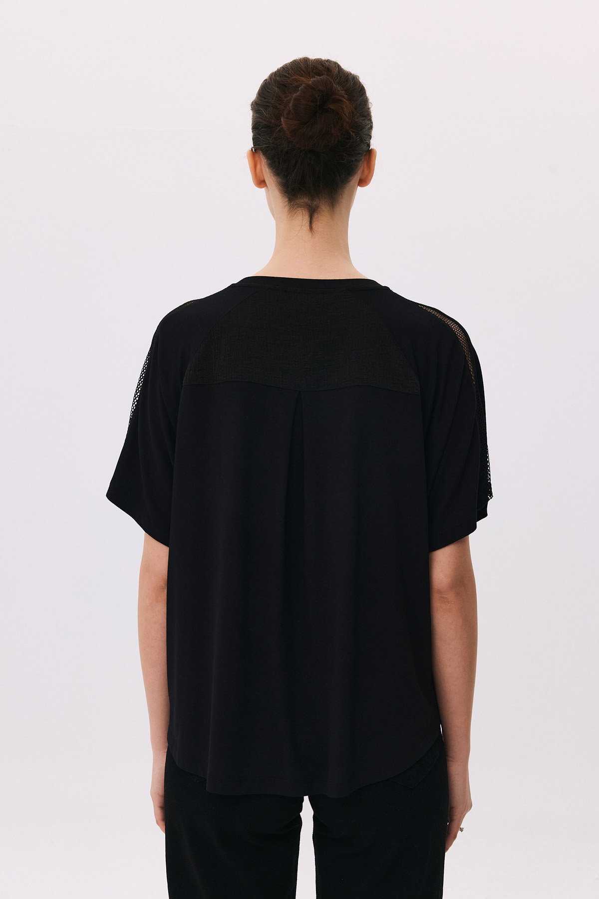 Daido Kadın Taş Süslemeli Ön Kısa Arkası Uzun Bluz 6222 Siyah - 4