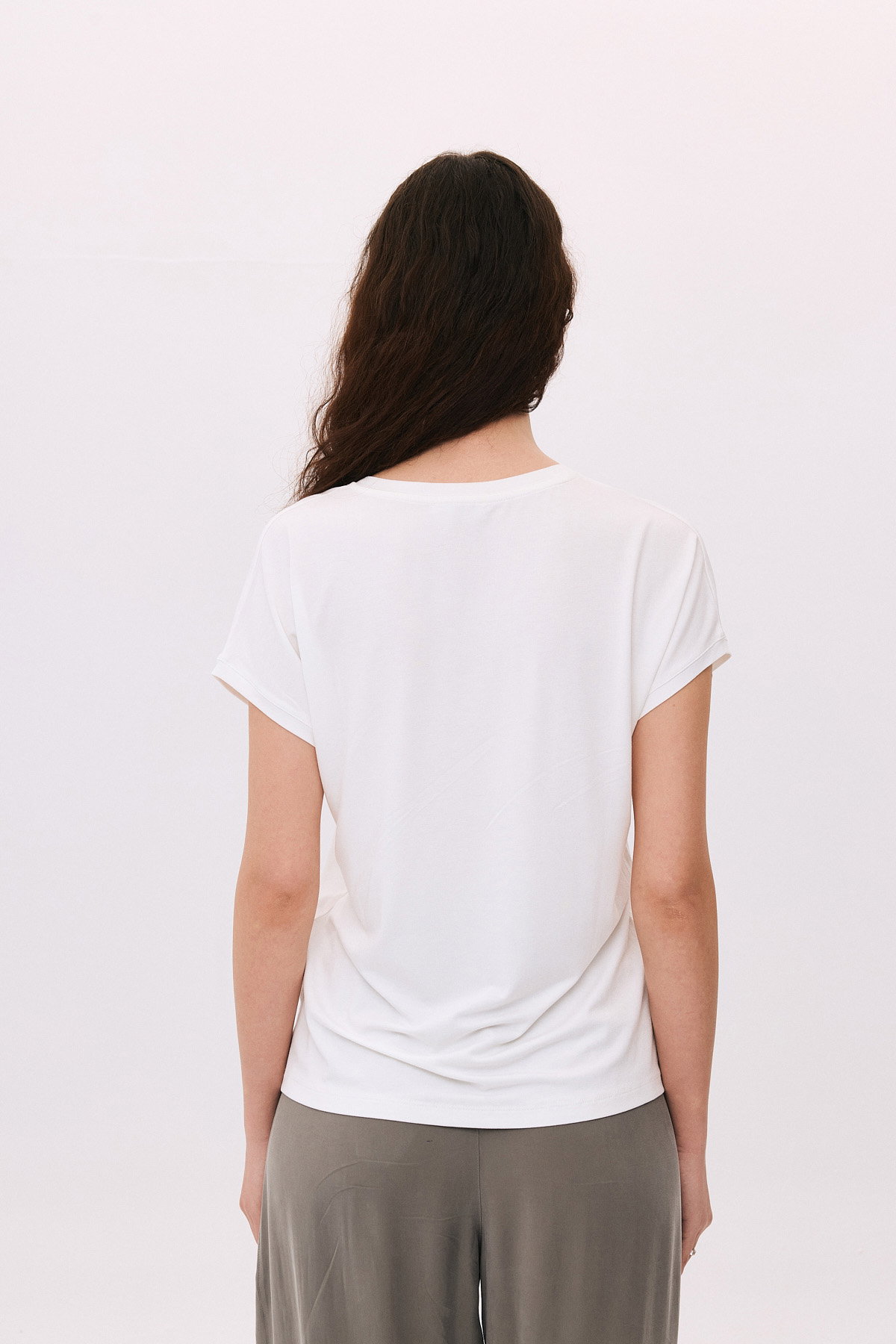 Daido Kadın V Yaka Düşük Kollu Penye T-Shirt 6226 Ekru - 4