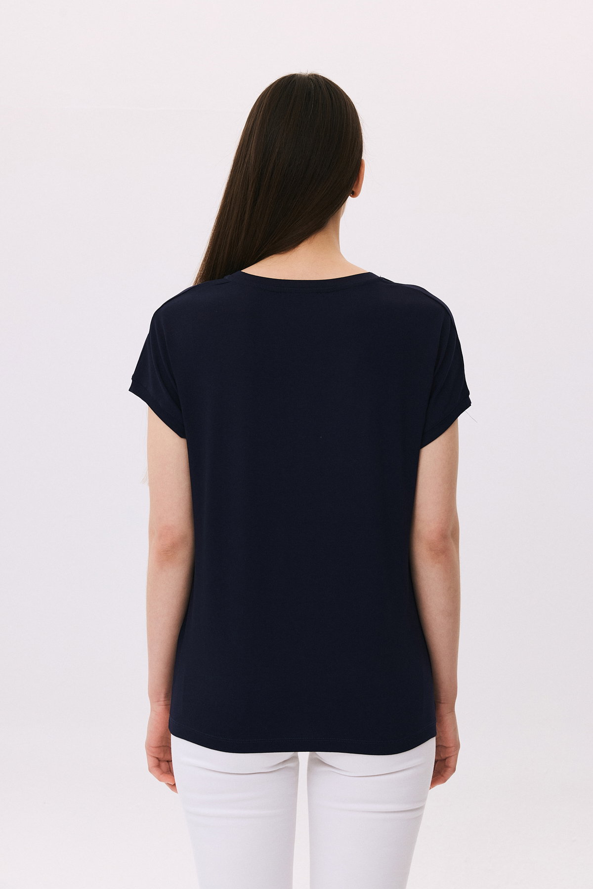 Daido Kadın V Yaka Kısa Kollu Penye T-Shirt 6201 Lacivert - 4