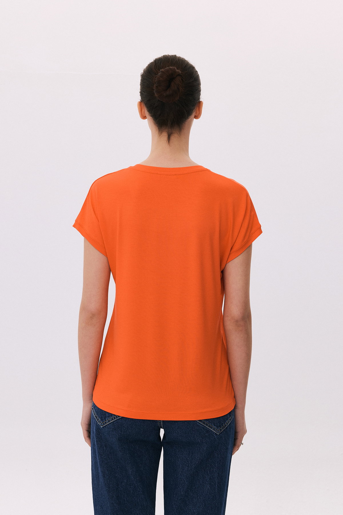 Daido Kadın V Yaka Kısa Kollu Penye T-Shirt 6201 Nar Çiçeği - 4