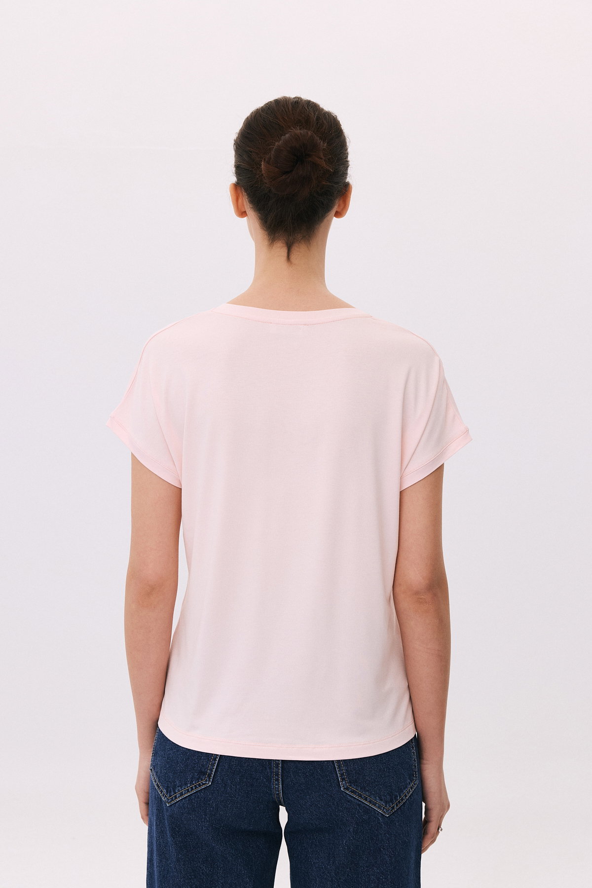 Daido Kadın V Yaka Kısa Kollu Penye T-Shirt 6201 Pembe - 4