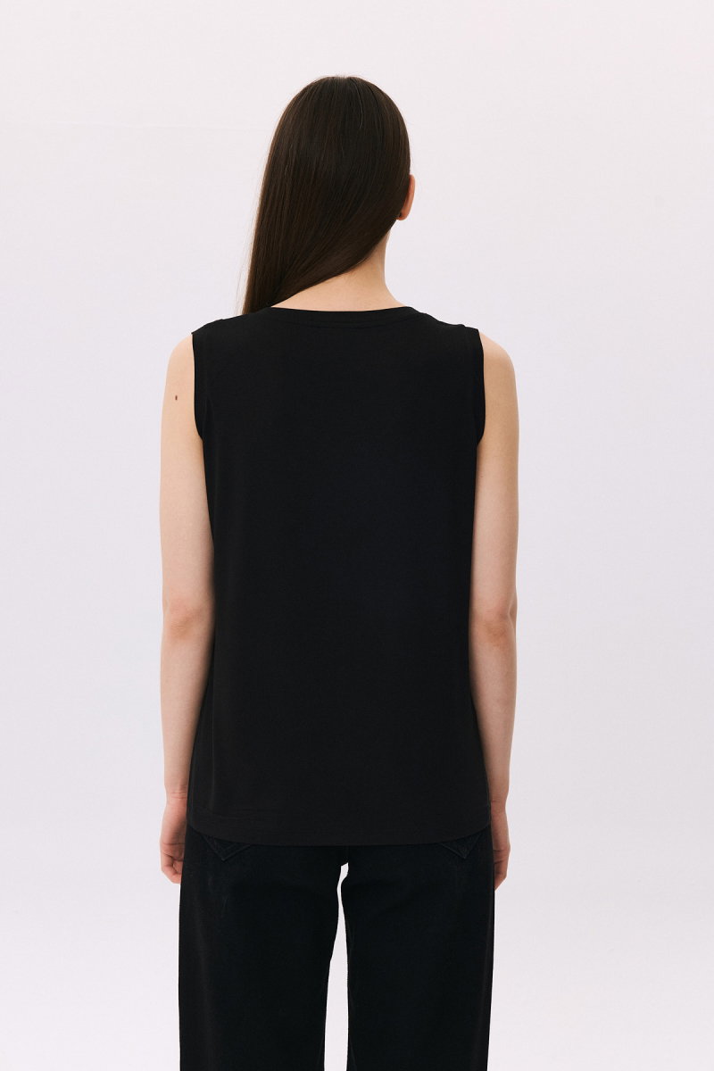 Daido Kadın V Yaka Pul Detaylı Kolsuz Bluz 4830 Siyah - 4