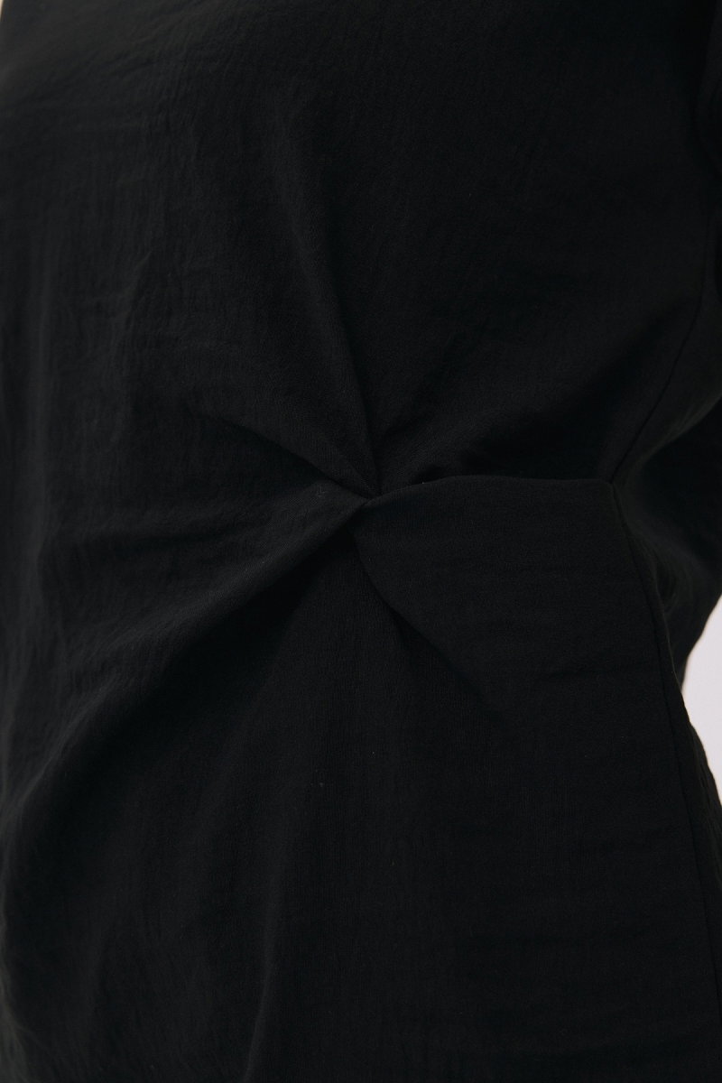 Daido Kadın V Yaka Taş Detaylı Kısa Kollu Bluz 6259 Siyah - 4