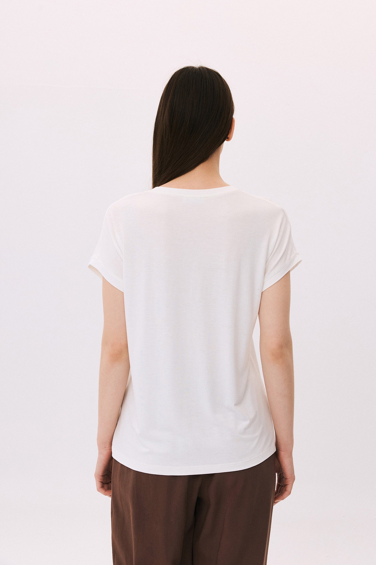 Daido Kadın Yaka Detaylı Desenli Pamuklu Penye Bluz 6243 Ekru - 4