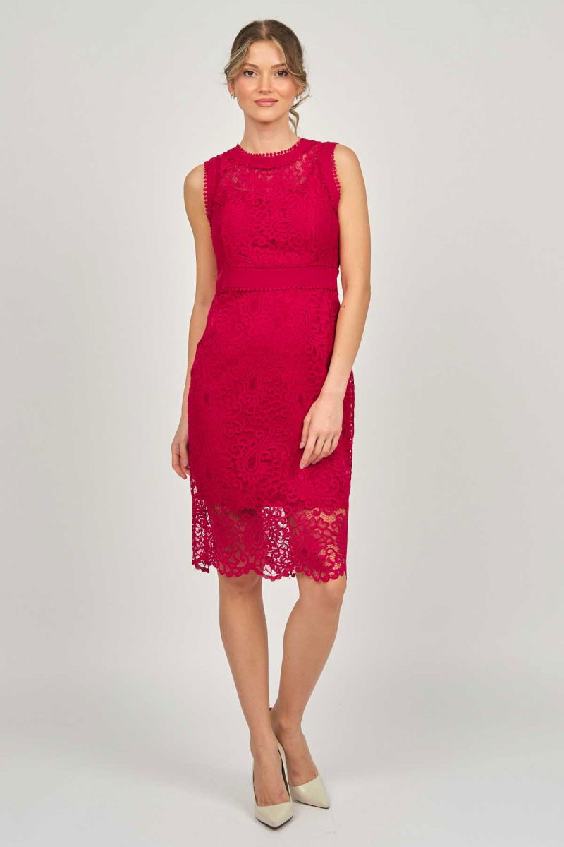 Dans Kadın Dantel Abiye Elbise 5270902 Kırmızı - 3