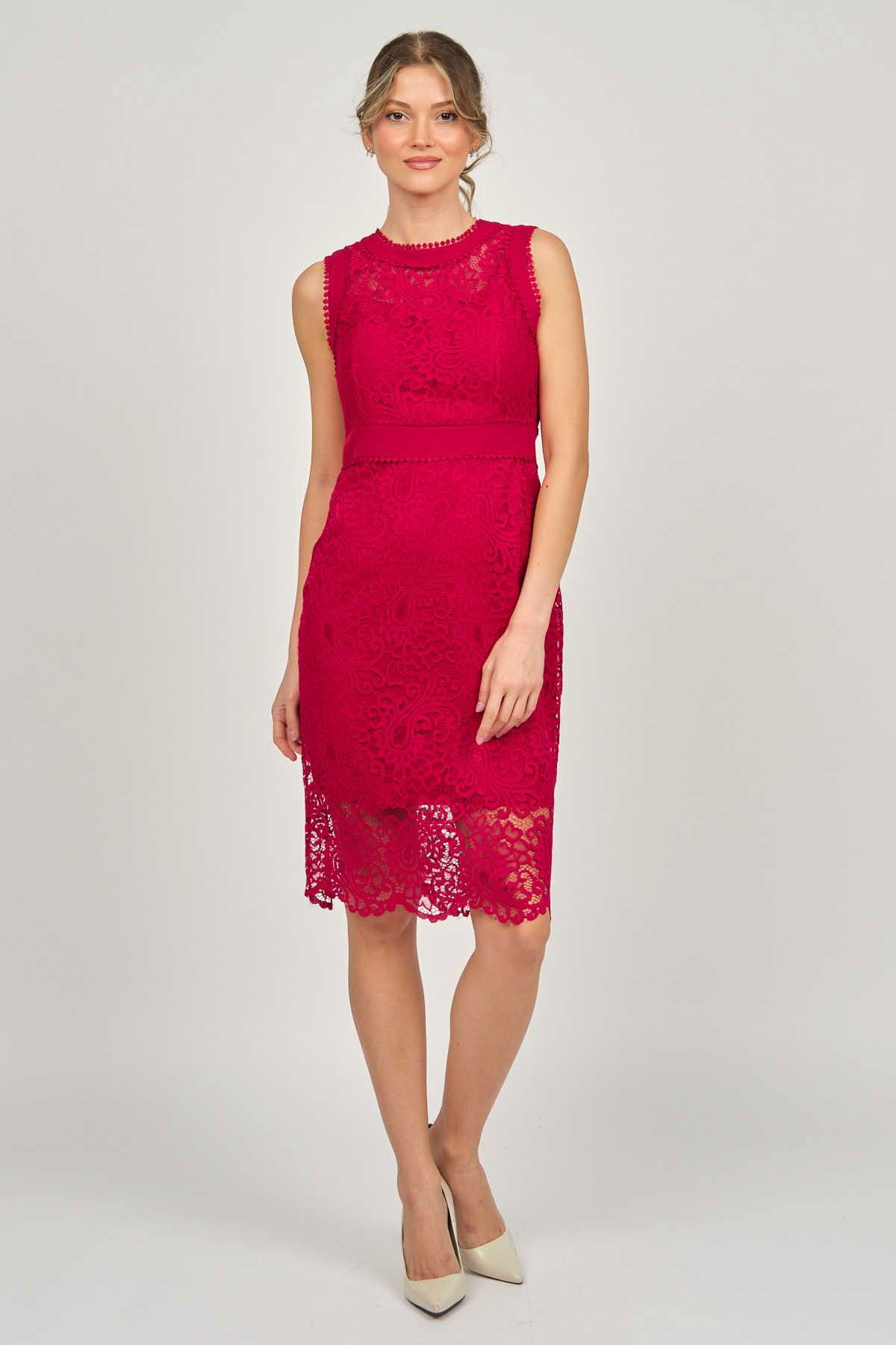 Dans Kadın Dantel Abiye Elbise 5270902 Kırmızı - 3