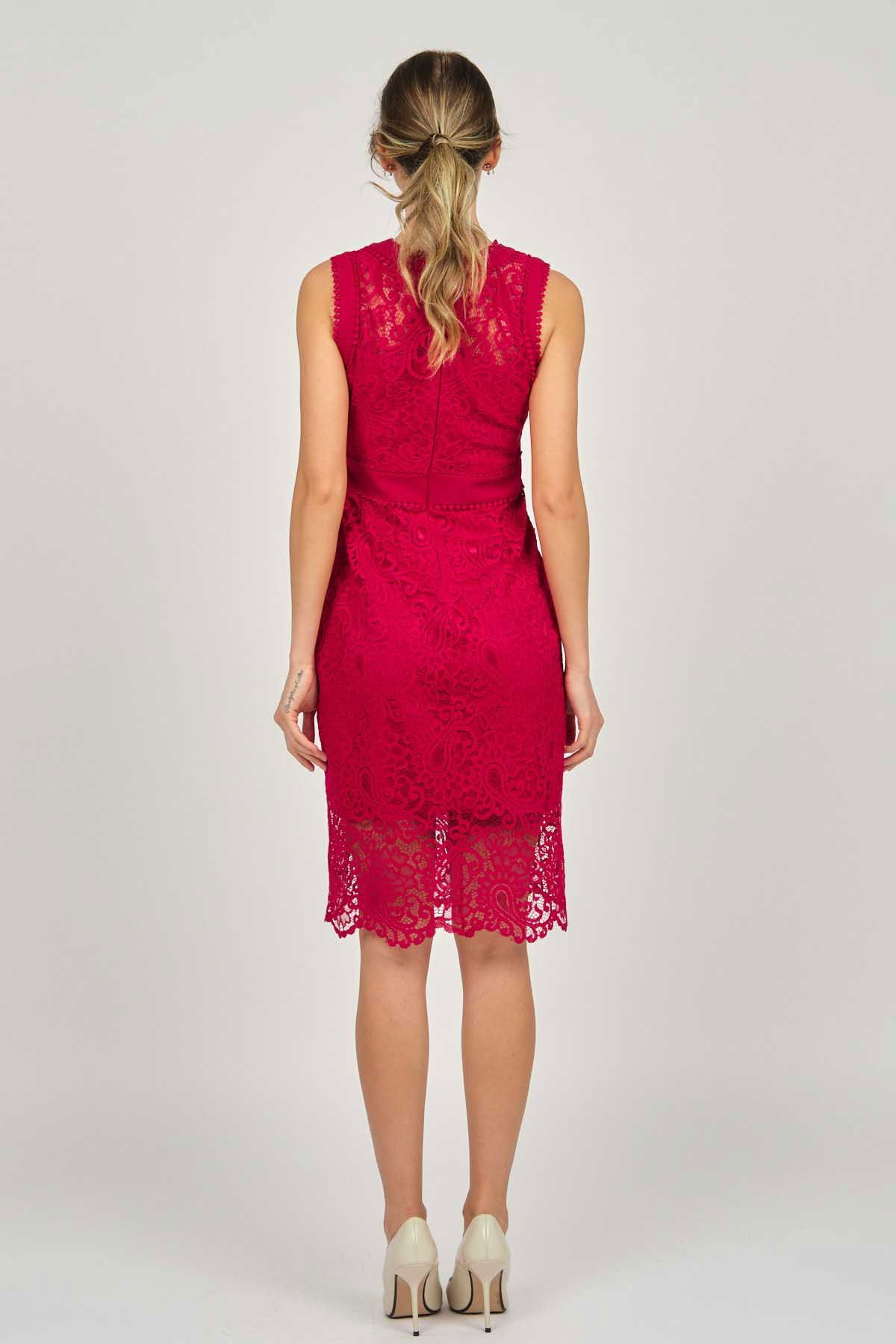 Dans Kadın Dantel Abiye Elbise 5270902 Kırmızı - 5