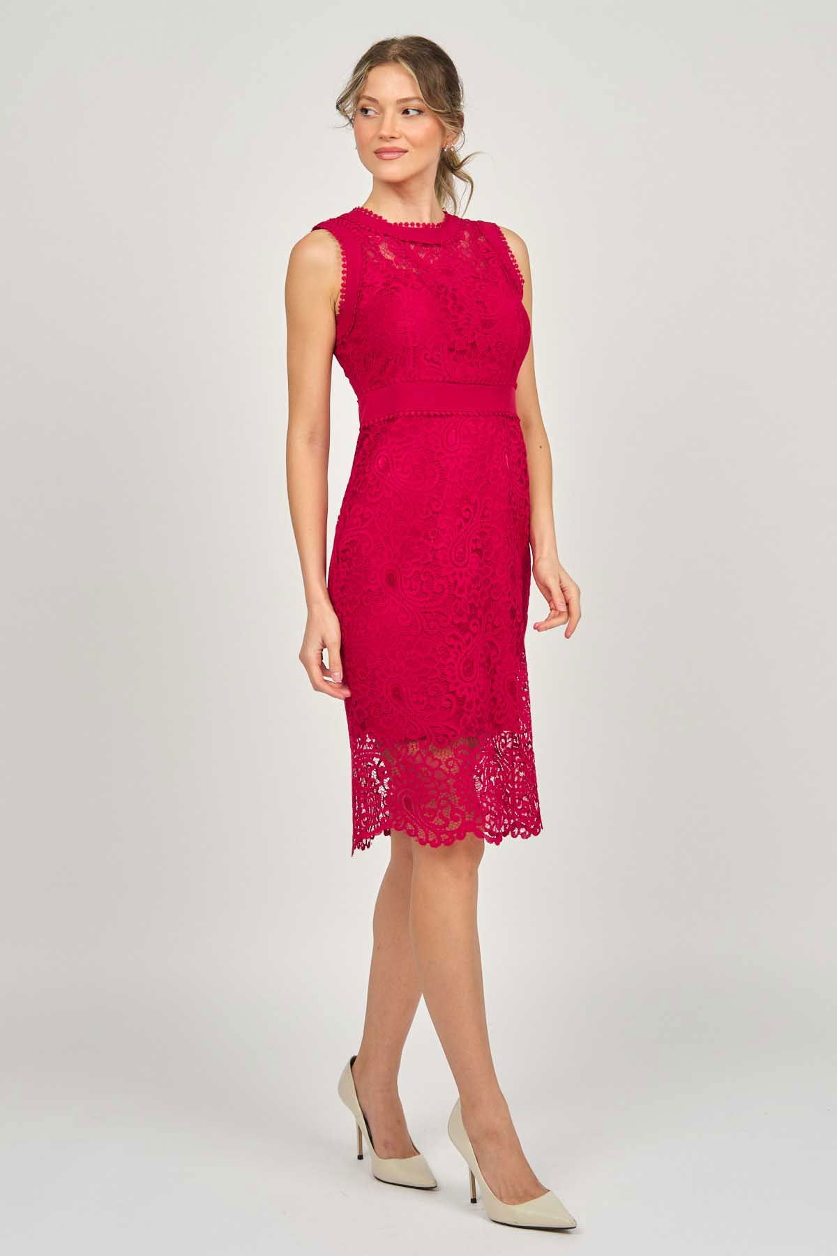 Dans Kadın Dantel Abiye Elbise 5270902 Kırmızı - 6