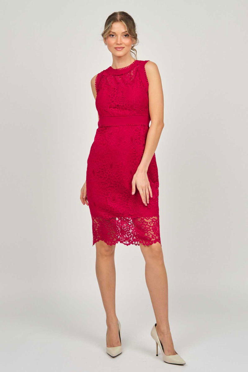 Dans Kadın Dantel Abiye Elbise 5270902 Kırmızı - 7