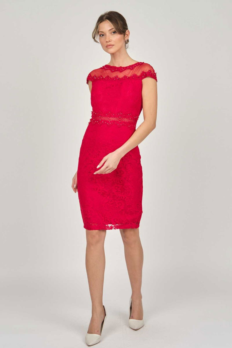 Dans Kadın Dantel Abiye Elbise 5271946 Kırmızı - 2