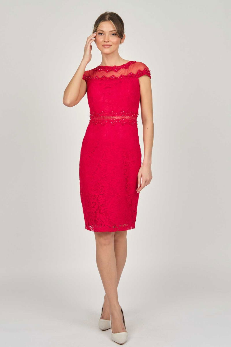 Dans Kadın Dantel Abiye Elbise 5271946 Kırmızı - 6