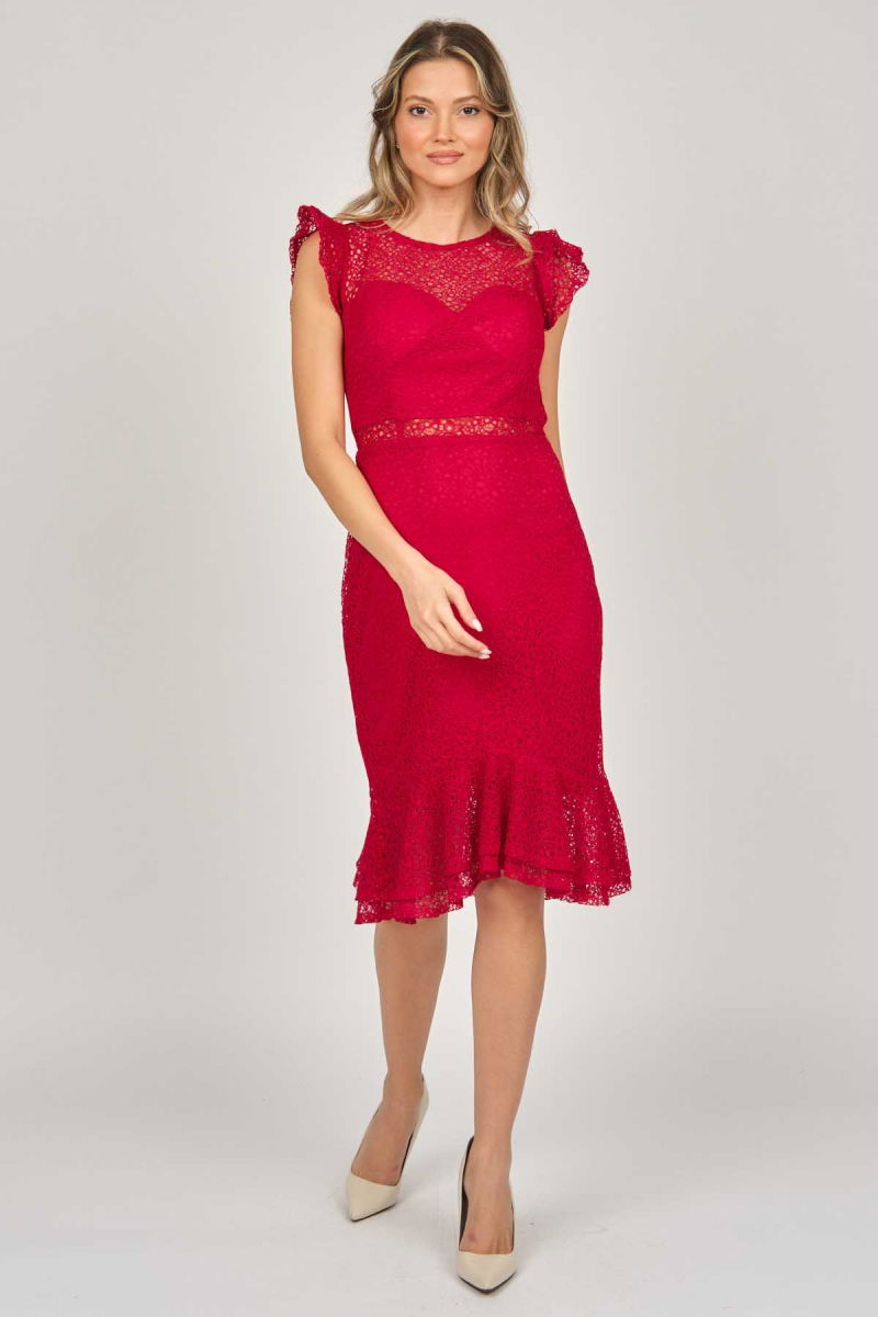 Dans Kadın Dantel Abiye Elbise 5271980 Kırmızı - 3