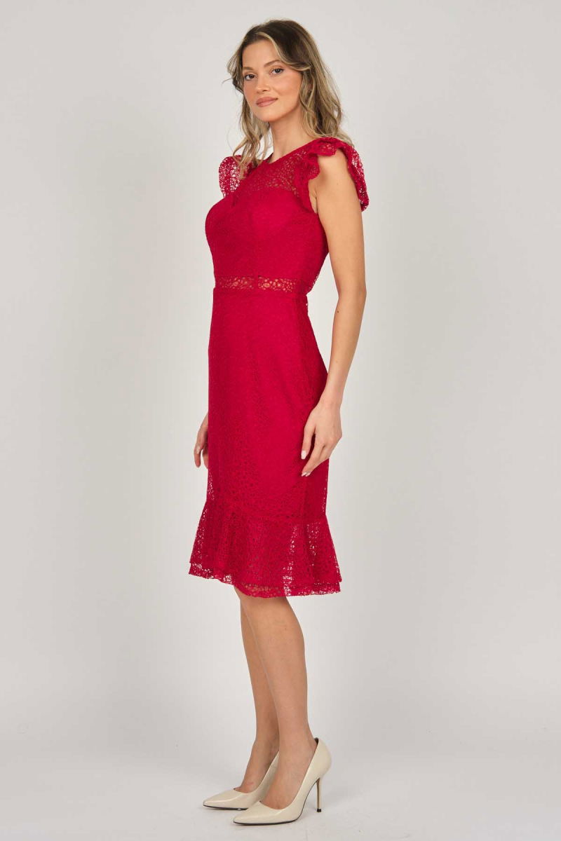 Dans Kadın Dantel Abiye Elbise 5271980 Kırmızı - 4