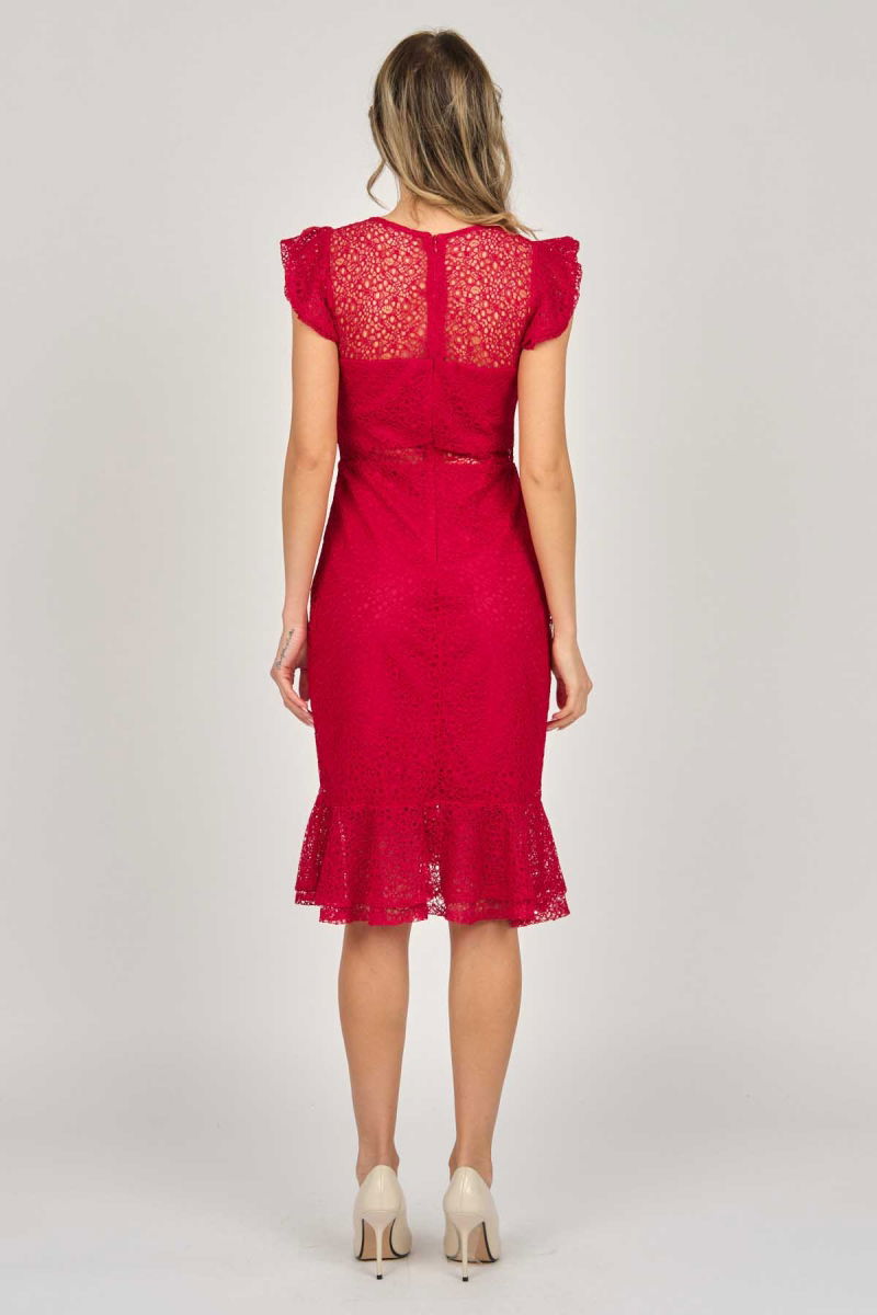 Dans Kadın Dantel Abiye Elbise 5271980 Kırmızı - 5