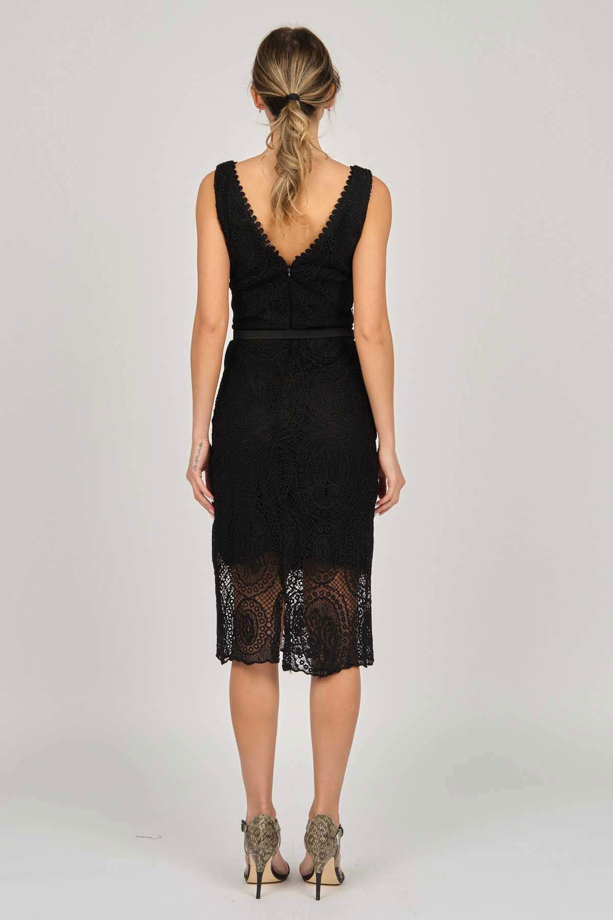 Dans Kadın Kolsuz Dantel Abiye Elbise 5271985 Siyah - 5