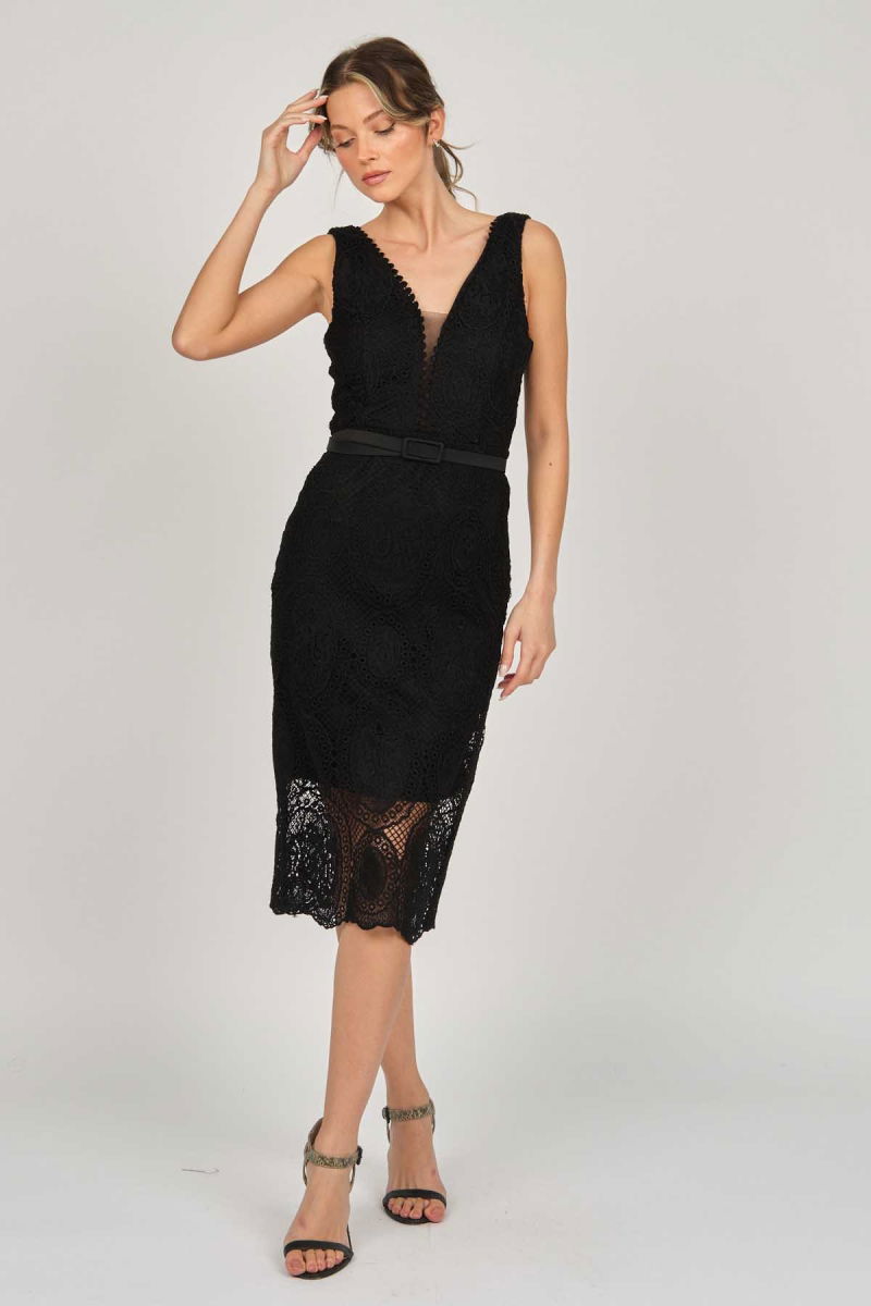 Dans Kadın Kolsuz Dantel Abiye Elbise 5271985 Siyah - 7