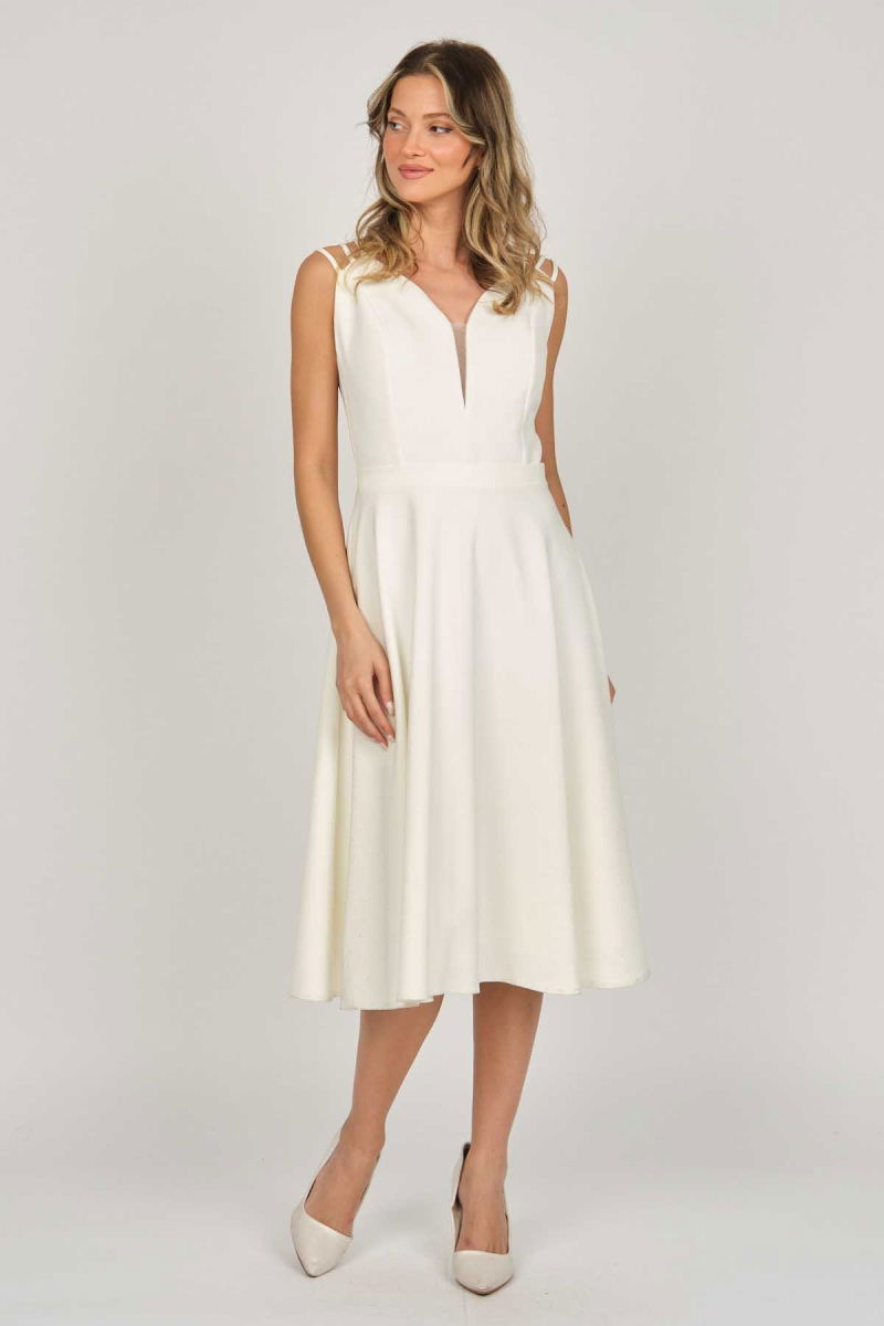 Dans Kadın Midi Boy Abiye Elbise 5279784 Ekru - 3