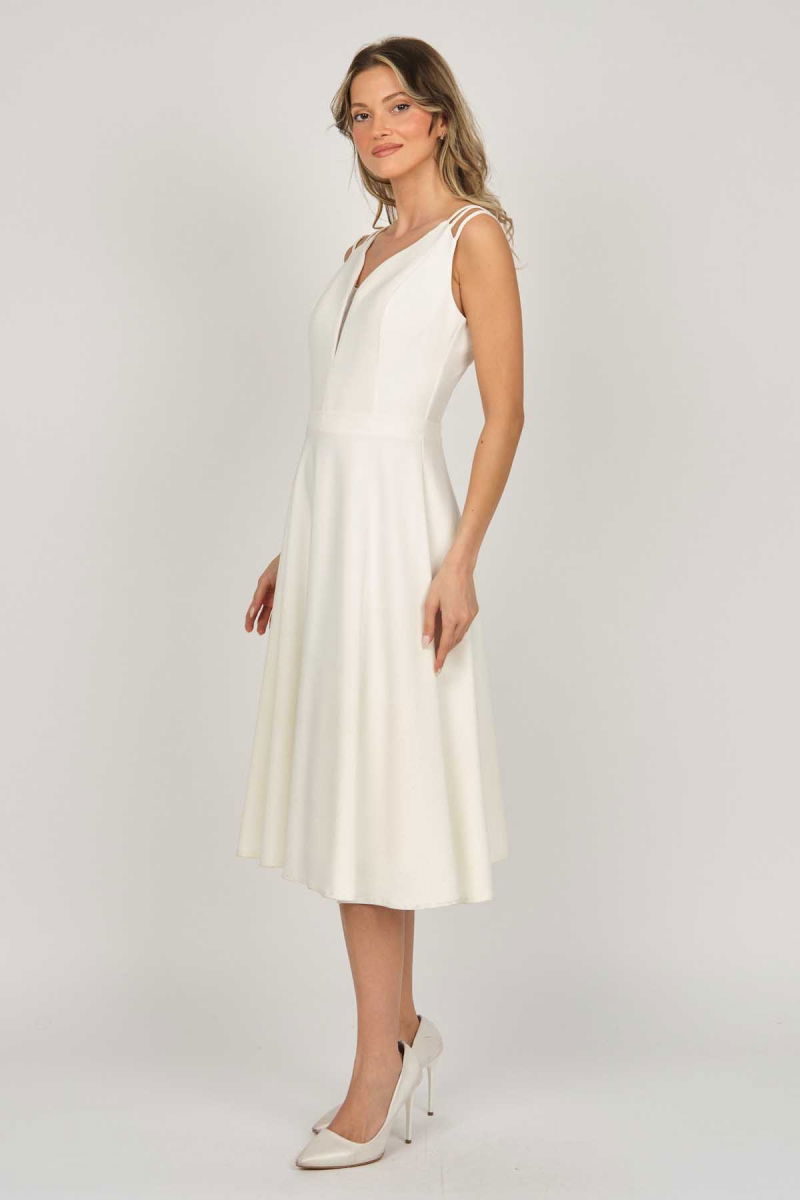 Dans Kadın Midi Boy Abiye Elbise 5279784 Ekru - 4