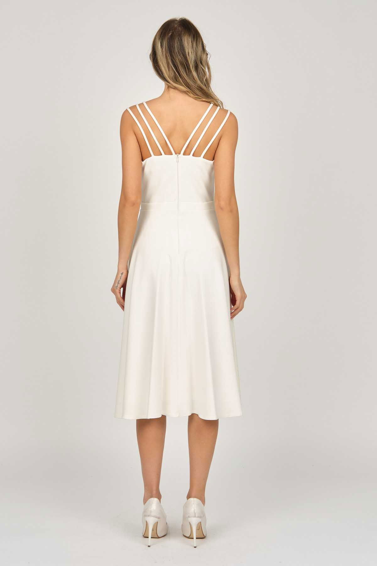 Dans Kadın Midi Boy Abiye Elbise 5279784 Ekru - 5