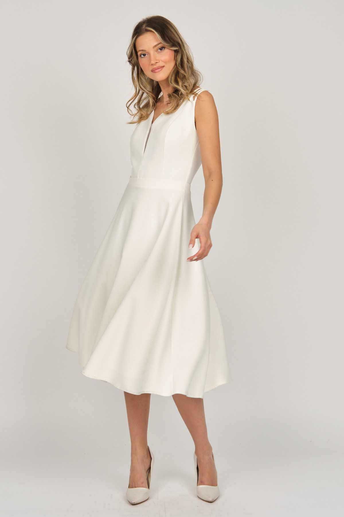 Dans Kadın Midi Boy Abiye Elbise 5279784 Ekru - 7