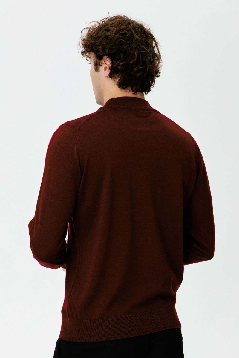 Desen Triko Erkek Basic Yarım Balıkçı İnce Triko Kazak 02421604 Bordo - 5