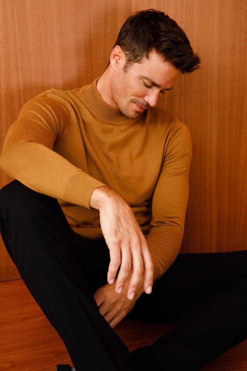 Desen Triko Erkek Basic Yarım Balıkçı İnce Triko Kazak 02421604 Camel - 3