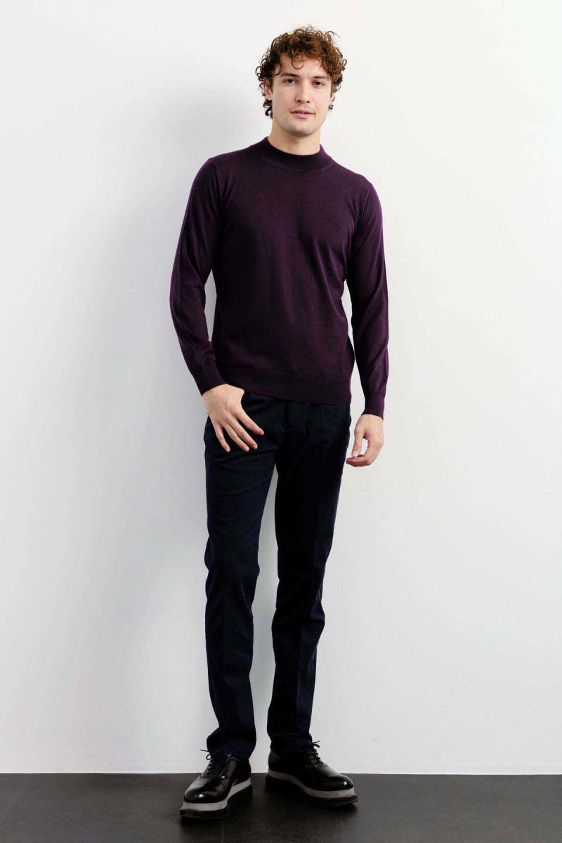 Desen Triko Erkek Basic Yarım Balıkçı İnce Triko Kazak 02421604 K.Mor - 2