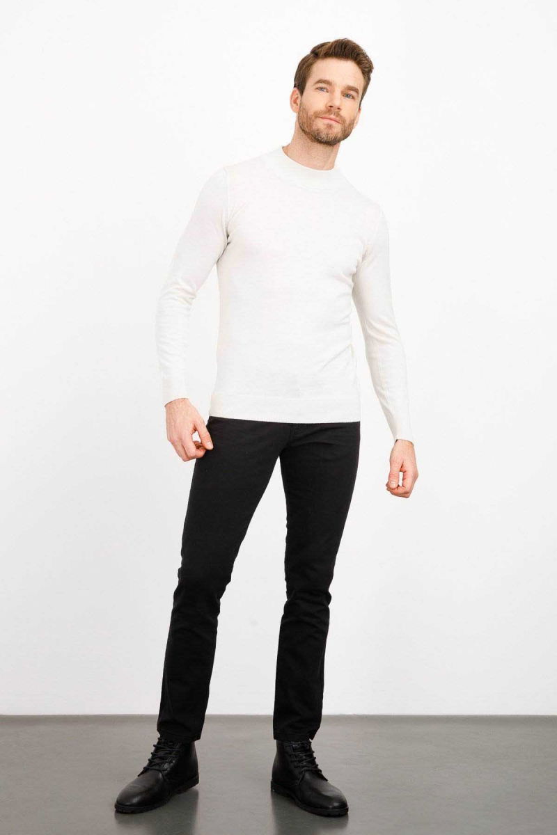 Desen Triko Erkek Basic Yarım Balıkçı İnce Triko Kazak 02421604 Kemik - 2