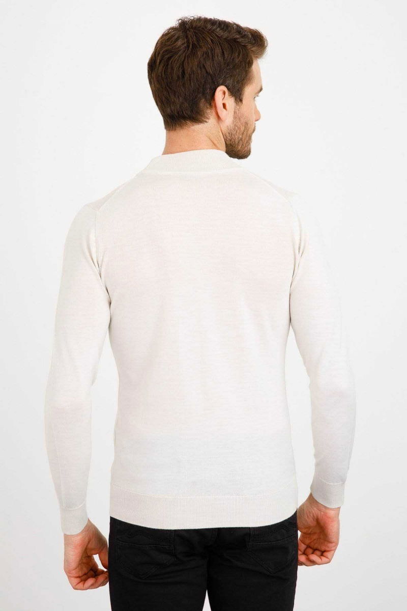 Desen Triko Erkek Basic Yarım Balıkçı İnce Triko Kazak 02421604 Kemik - 5