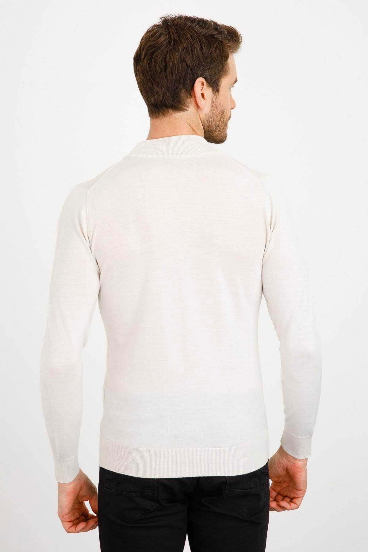 Desen Triko Erkek Basic Yarım Balıkçı İnce Triko Kazak 02421604 Kemik - 5