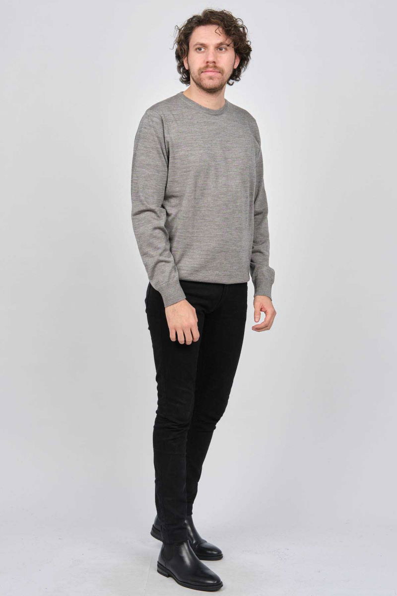 Desen Triko Erkek Bisiklet Yaka Yün Kazak 0249603 Açık Gri - 2