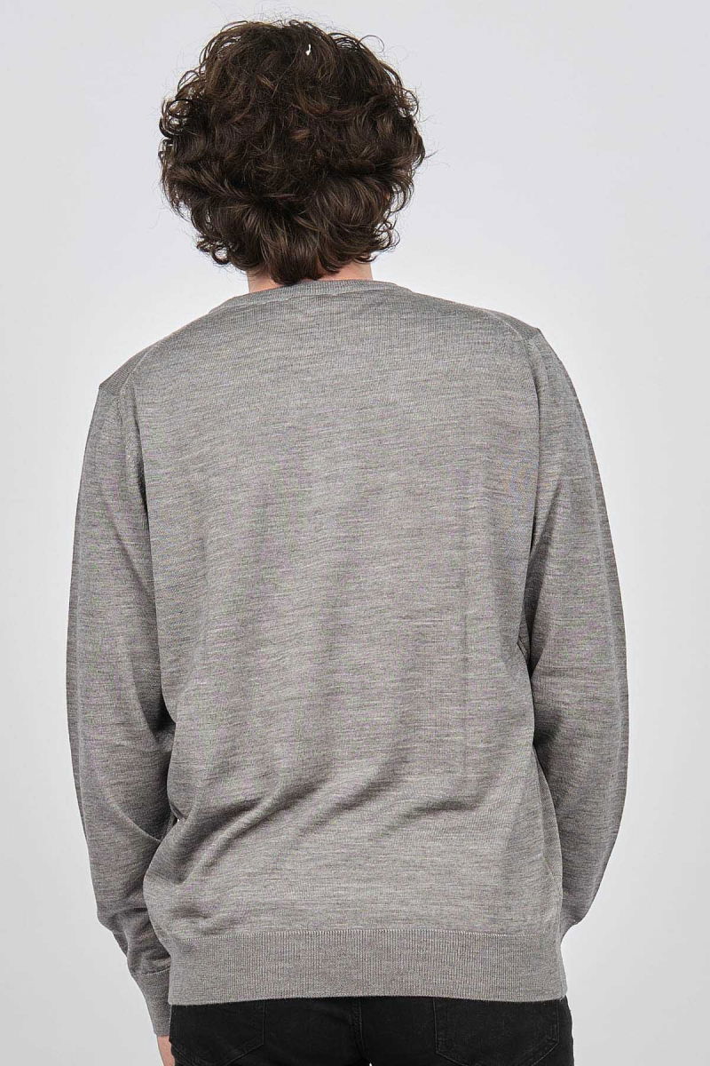 Desen Triko Erkek Bisiklet Yaka Yün Kazak 0249603 Açık Gri - 5