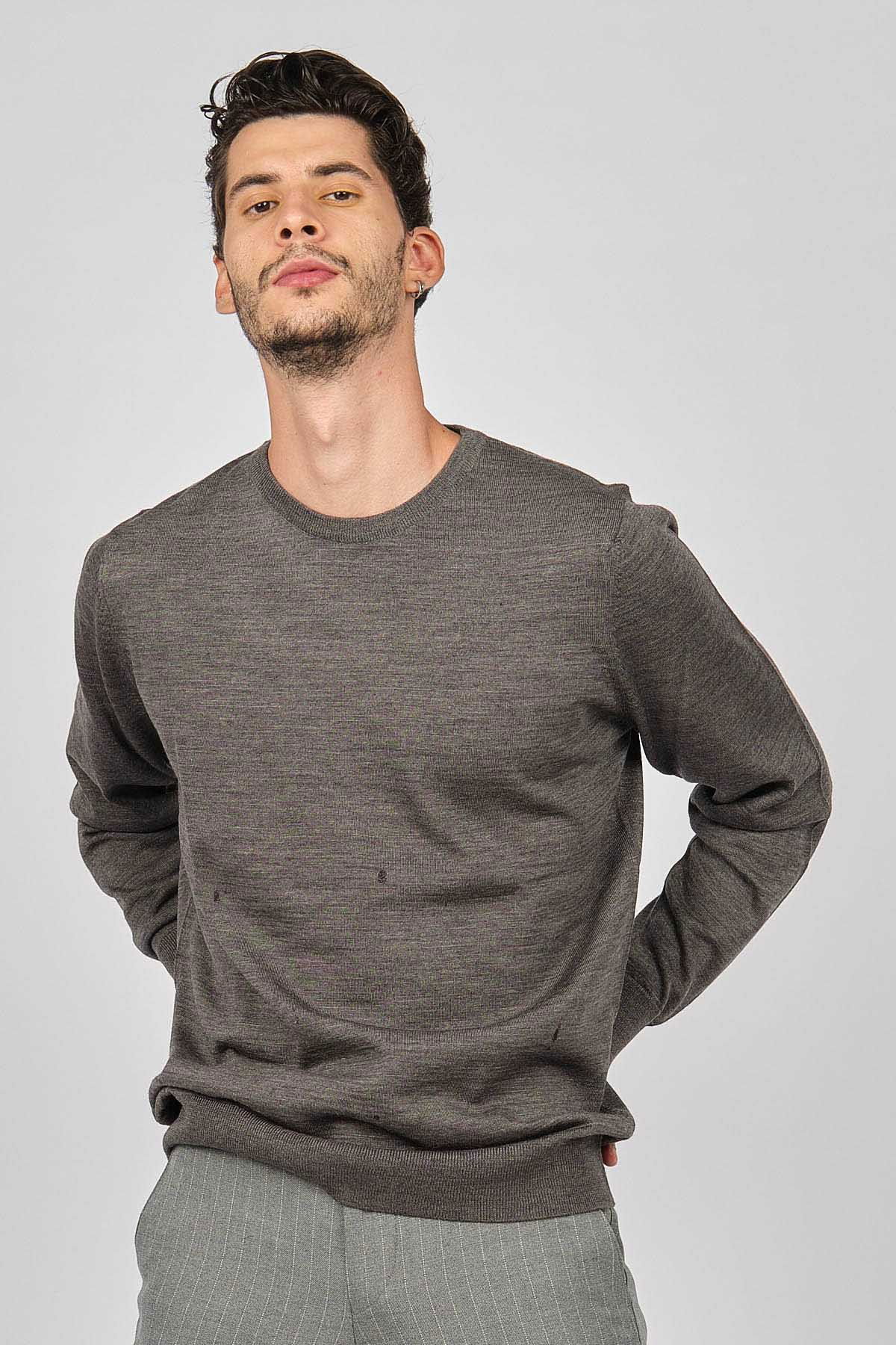 Desen Triko Erkek Bisiklet Yaka Yün Kazak 0249603 Gri - 1