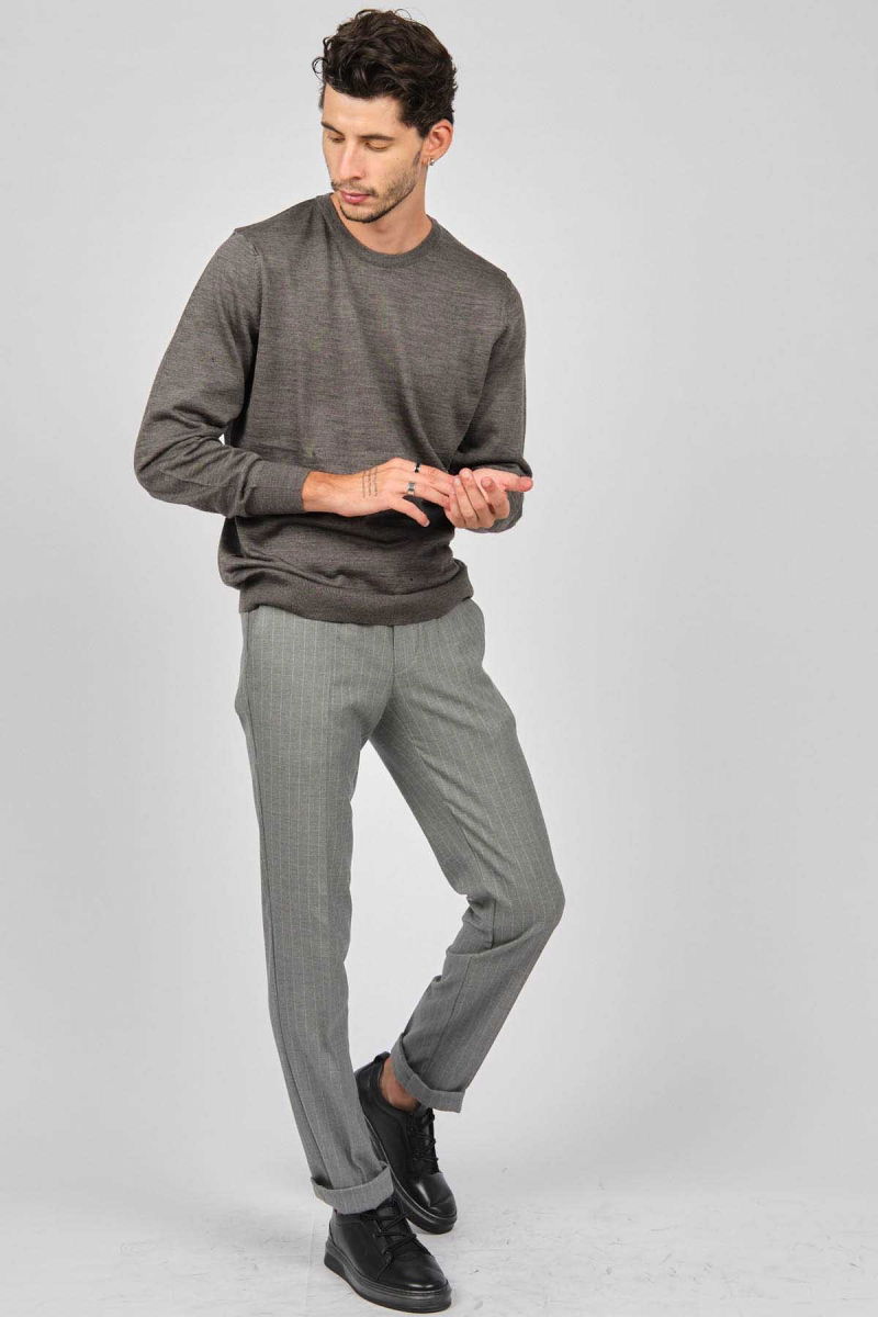 Desen Triko Erkek Bisiklet Yaka Yün Kazak 0249603 Gri - 2