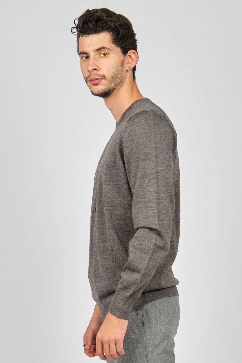 Desen Triko Erkek Bisiklet Yaka Yün Kazak 0249603 Gri - 4