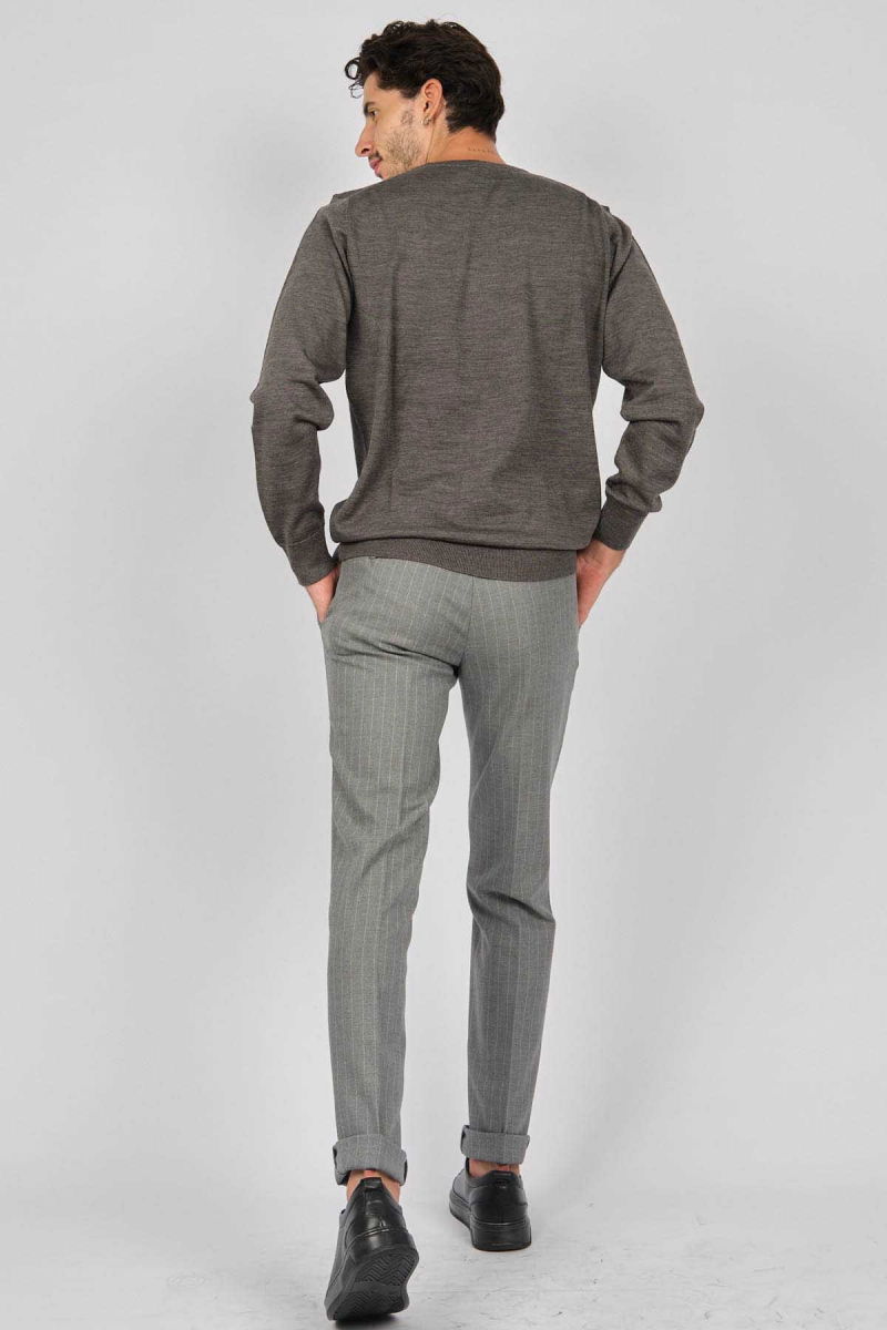 Desen Triko Erkek Bisiklet Yaka Yün Kazak 0249603 Gri - 5