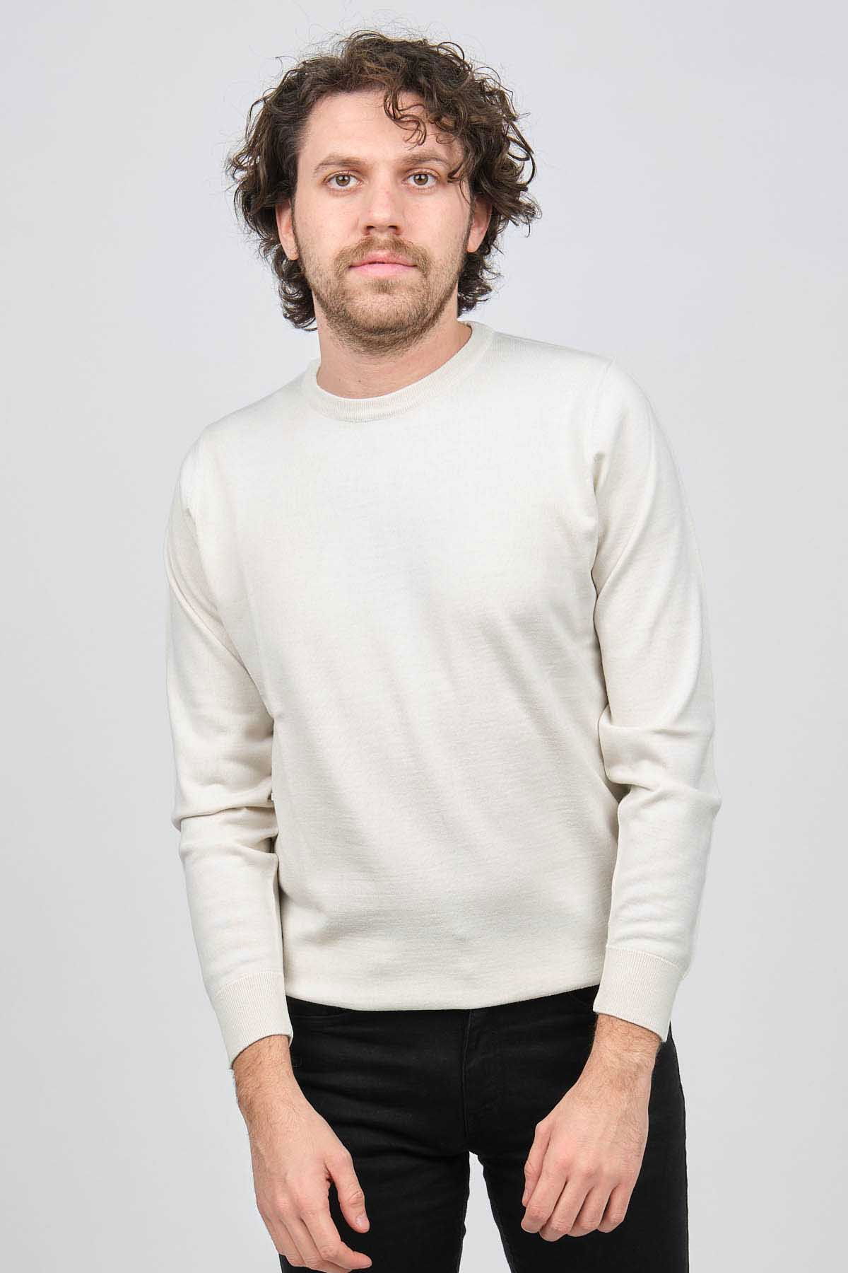 Desen Triko Erkek Bisiklet Yaka Yün Kazak 0249603 Kemik - 1